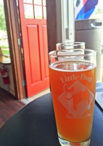A nice glass if pale ale on a beautiful day in the neighborhood